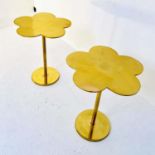 CLOVER LEAF TABLES, pair, 51cm high x 41cm diam, gilt metal. (2)