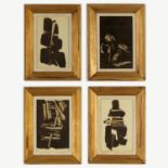 PIERRE SOULAGES, four abstract off set lithographs, distressed frames, 22cm x 13.5 cm. (4) (