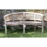 BANANA BENCH, weathered teak and slatted of arched, 160cm W.