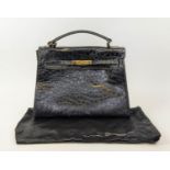 MULBERRY VINTAGE KELLY BAG, croc embossed leather, gold tone hardware, key clochette, with pocket