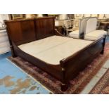 SLEIGH BED, Empire style mahogany and brass bound, 112cm H x 201cm W x 210cm.