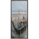 KEN DAVIS, 'Venice and gondola', oil on canvas, 122cm x 50cm, signed, framed.