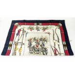 VINTAGE GUCCI SET, 'Polo players' silk scarf, 86cm x 86cm, equestrian motif together with a bag,
