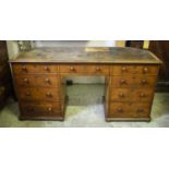 DESK, 150cm W x 55cm D x 77cm H, 19th century mahogany with canted back corners, ideal for a bay