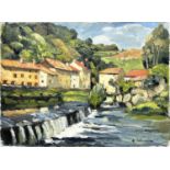 A COLOMBIER (mid 20th century French) 'La Vienne a St Leonard De Noblat', oil on canvas, 65cm x