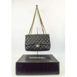 CHANEL JUMBO SINGLE FLAP BAG, classic quilted with gold tone hardware, signature front CC turnlock