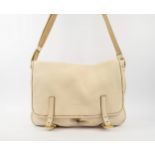 PRADA MESSENGER BAG, deerskin leather with adjustable fabric strap, flap closure with two front