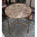 MARTINI TABLE, 45cm diam x 571cm H, 1960's French style, gilt metal marble top.