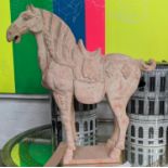 TANG STYLE HORSE, terracotta, 70cm x 65cm x 20cm.