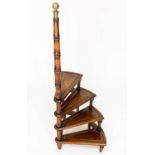LIBRARY STEPS, a set Georgian style mahogany with four gilt tooled leather trimmed treads and