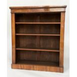 OPEN BOOKCASE, Victorian figured walnut with two adjustable shelves and plinth, 92cm W x 107cm H x