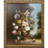 18TH CENTURY DUTCH, manner 'Still Life of Roses and Shell', oil on canvas, signed lower right,