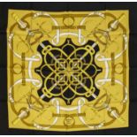 VINTAGE HERMÈS 'EPERON D'OR' SILK SCARF, designed in 1974 by Henry D'Origny, 90cm x 90cm.