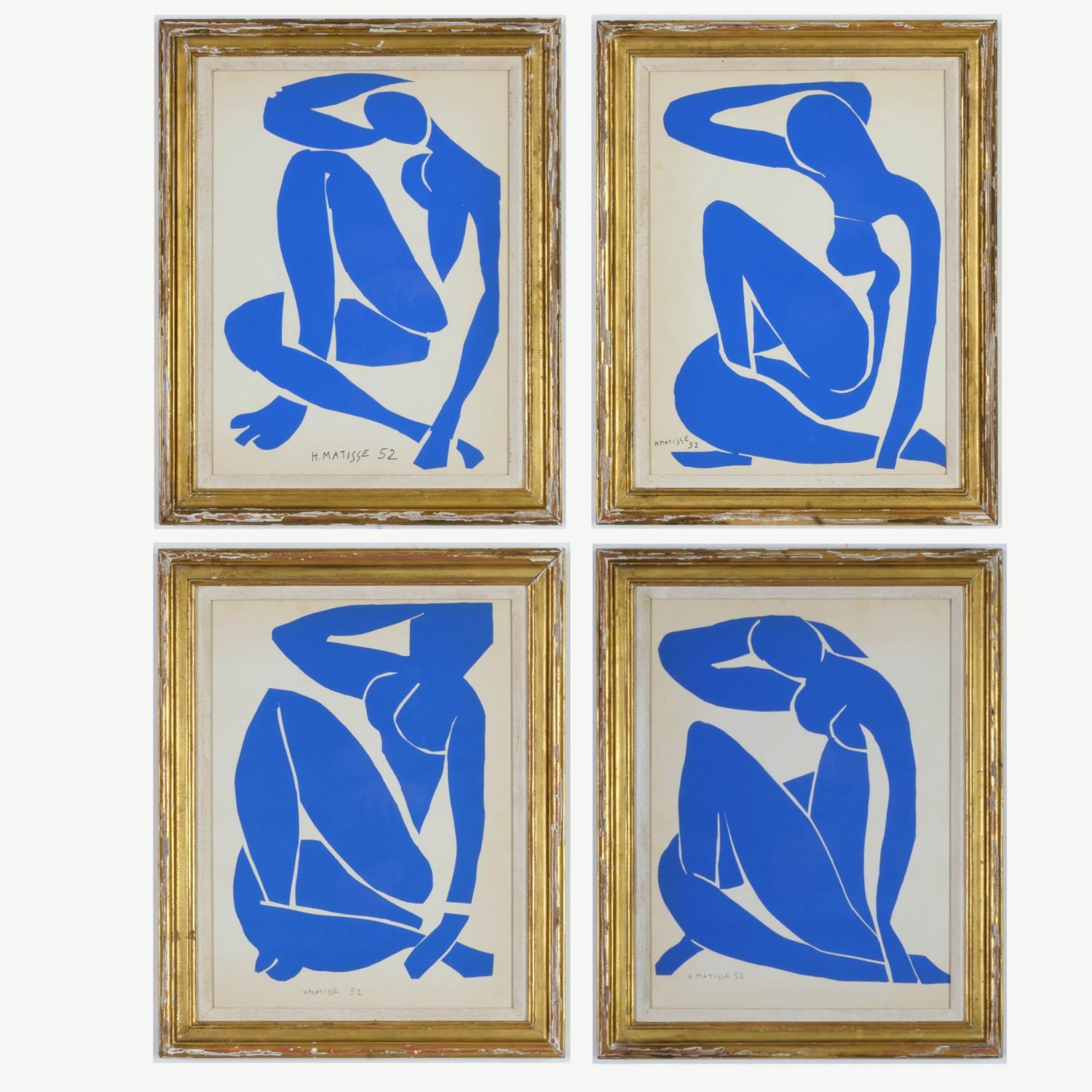 HENRI MATISSE, set of four Blue Nudes, Nu Bleu VI, Nu Bleu III, Nu Bleu XII, Nu Bleu IX, signed in