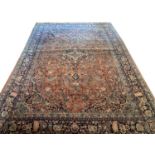 ANTIQUE TABRIZ CARPET, 380cm x 266cm.