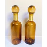 DECANTERS, a pair, Murano style glass, gilt metal collars, 52cm x 16cm. (2)