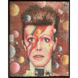 AFTER JAMES COCHRAN, 'Bowie Mural' screenprint on mirror plate, 67cm x 55cm.