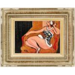 HENRI MATISSE, off set lithograph, signed in the plate, Reclining woman, French vintage frame.