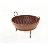 KADAI FIRE BOWL ON STAND, 47cm high, 64cm wide, 60cm diam.