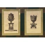 AFTER GIOVANNI PIRANESI, a pair of classical urn prints, 100cm x 78cm. (2)