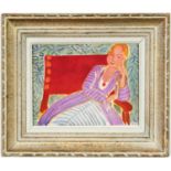 HENRI MATISSE, off set lithograph, signed in the plate, Jeune femme, French vintage frame, 28cm x