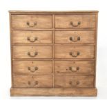 BANK OF DRAWERS, Victorian pine with two banks of five drawers and plinth, 98cm W x 37cm D x 96cm H.