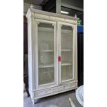 BIBLIOTHEQUE, 140cm W x 50cm D x 235cm H, glazed doors late 19th century French now white painted