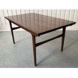 EXTENDING DINING TABLE, 1970s Danish, shaped rectangular with two additional pull out leaves, 90cm D