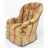 ARMCHAIR, Victorian walnut with newly upholstered Osborne and Little polychrome striped cut velvet