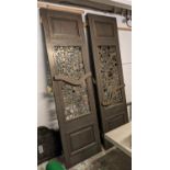 DOORS, two pairs, Bespoke contemporary design, pierced layered metal work detail, 253cm x 73.5cm