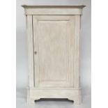 ARMOIRE, 190cm H x 120cm W x 62cm D, French traditionally grey painted with single panelled door