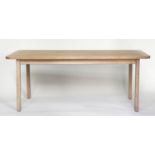 DINING TABLE, Cotswold School oak cleated with square supports, 183cm W x 86cm D x 73cm H.