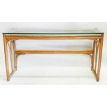 CONSOLE TABLE, Strawberry Hill Gothic inspired bamboo with a rectangular glass top, 75cm H x 131cm x