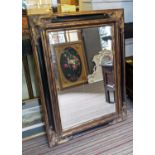 WALL MIRROR, 120cm x 90cm, reproduction with a black and gilt frame.