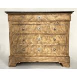COMMODE, 19th century French Louis Philippe bleached walnut with St Annes marble top and four long