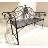 GARDEN BENCH, painted metal, Regency style design, 100cm x 142cm x 47cm.