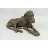 ROSEMARY COOK, Hound, resin bronze, signed to base, 50cm W x 25cm H.