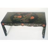 LOW TABLE, rectangular lacquered and gilt Chinoiserie polychrome decorated, 97cm x 44cm H x 50cm.