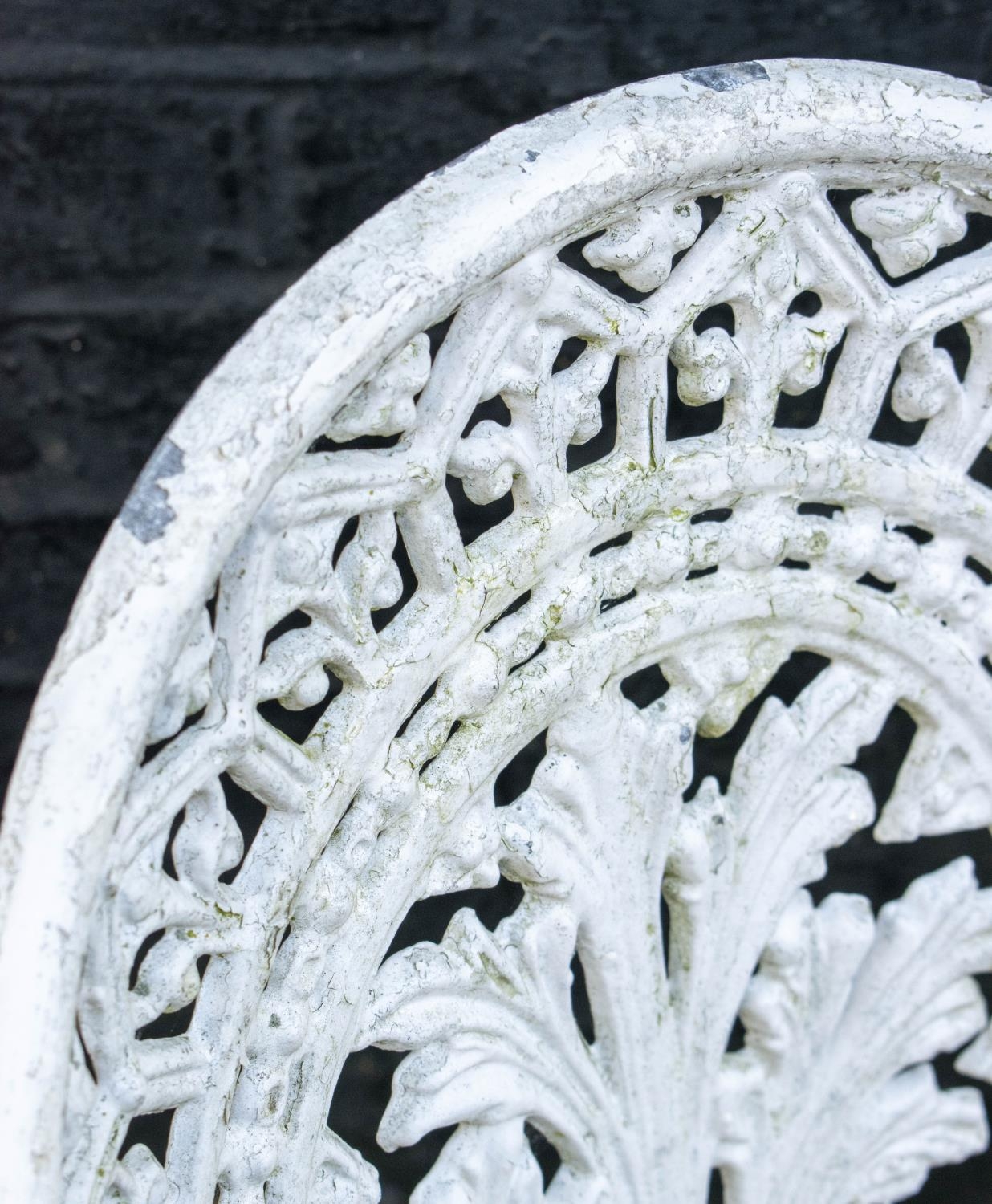 GARDEN TABLE, 69cm H x 80cm D, white painted aluminium with circular top and a set of four - Image 4 of 5