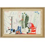 PABLO PICASSO, The studio, collotype, dated in the plate, suite: Californie, French vintage frame.
