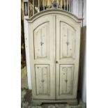 ARMOIRE, 188cm H x 100cm W x 52cm D, Continental style grey painted with two doors and hanging rail.
