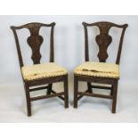 SIDE CHAIRS, 92cm h x 53cm, a pair, George III oak with old calico seats. (2)