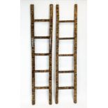 BAMBOO LIBRARY LADDERS, a pair, 200cm H. (2)