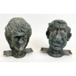 PAIR OF BRONZE ALLOY IMAGES OF CHARLES AND DIANA, originally moulds for latex masks, 32cm H.