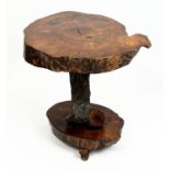 FRENCH RUSTIC TREE SECTION SIDE TABLE, on tripod feet, 56cm H x 56cm W.