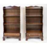 WATERFALL BOOKCASES, 114cm H x 60cm x 30cm, a pair, Georgian style mahogany, each with base