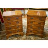 BEDSIDE CHESTS, 62cm H x 45cm W x 33cm D, a pair, Georgian style with four crossbanded drawers. (2)