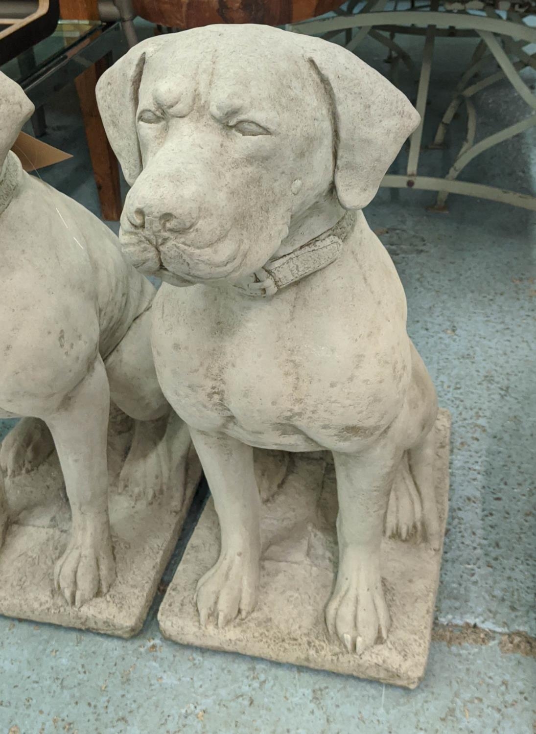 HOUNDS, a pair, composite stone, 73cm H, approx. (2) - Image 3 of 5