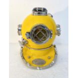 DISPLAY DIVING HELMET, decorative reproduction US Navy design, lacquered yellow finish, 46cm x