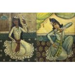 19TH CENTURY QAJAR PORTRAITS, two, oils on canvas, largest 106cm x 73cm, unframed, signed Mohammad